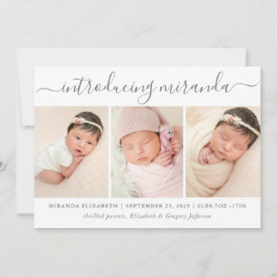 Modern Photo Collage Introducing Baby Birth Announcement