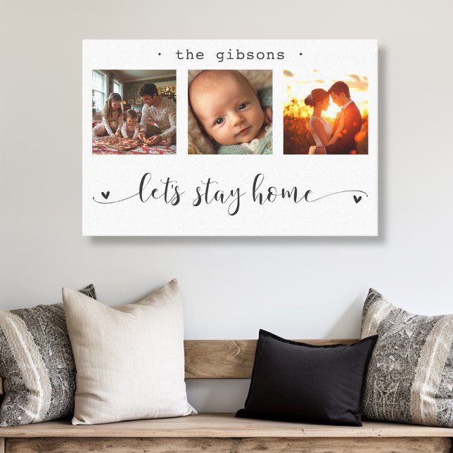 Modern Photo Collage Let's Stay Home Canvas Print (Modern Photo Collage Let's Stay Home Canvas Print)