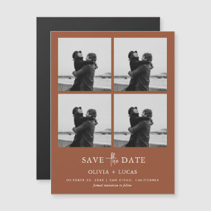 Modern Photo Collage Magnetic Terracotta Wedding