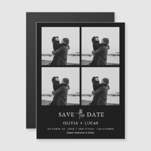 Modern Photo Collage Magnetic Wedding Save The Dat