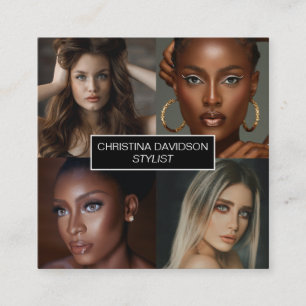Modern photo collage Makeup artist stylist Square Square Business Card