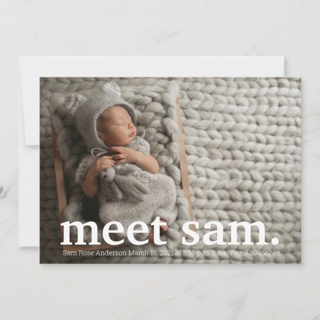 Modern Photo collage meeting  BIRTH ANNOUNCEMENT (Front)