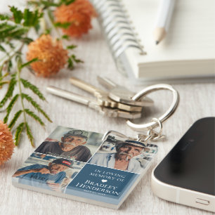 Modern Photo Collage Memorial Keepsake Key Ring