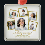 Modern Photo Collage Memorial Metal Ornament<br><div class="desc">A simple, elegant gold faux foil photo collage funeral or memorial ornaments, easy to personalise with your pictures and wording. Please get in touch with me via chat if you have questions about the artwork or need customisation. PLEASE NOTE: For assistance on orders, shipping, product information, etc., contact Zazzle Customer...</div>