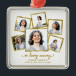 Modern Photo Collage Memorial Metal Ornament<br><div class="desc">A simple, elegant gold faux foil photo collage funeral or memorial ornaments, easy to personalise with your pictures and wording. Please get in touch with me via chat if you have questions about the artwork or need customisation. PLEASE NOTE: For assistance on orders, shipping, product information, etc., contact Zazzle Customer...</div>