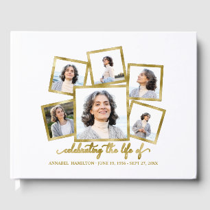 Modern Photo Collage Memorial or Funeral  Guest Book