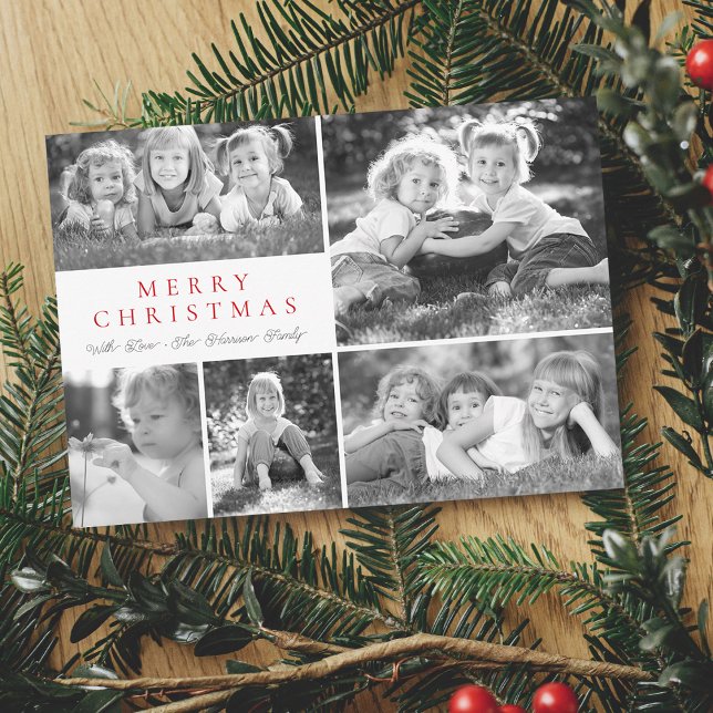Modern Photo Collage Merry Christmas Flat Holiday Card (Modern Photo Collage Merry Christmas Flat Holiday Card)