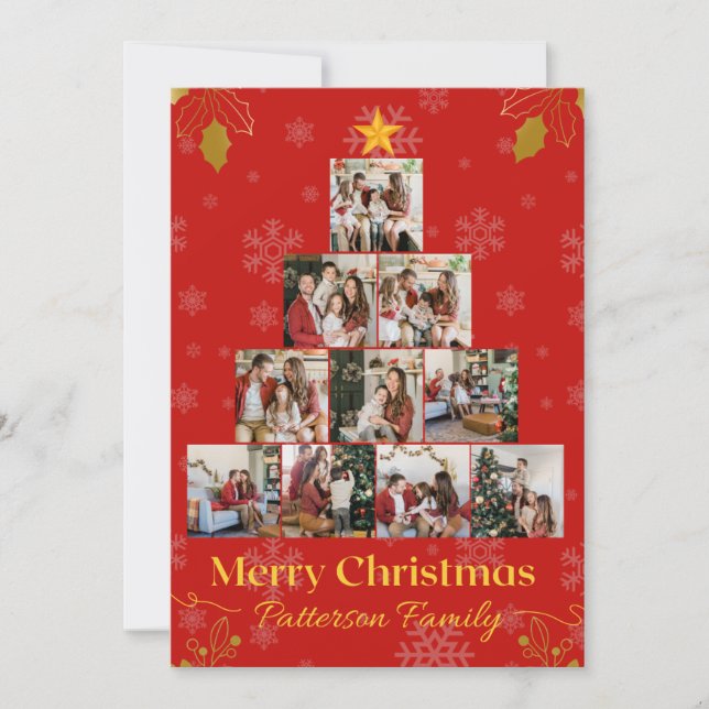 Modern Photo Collage Merry Christmas Holiday Card (Front)