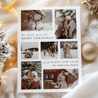 Modern Photo collage Merry Christmas Holiday Card