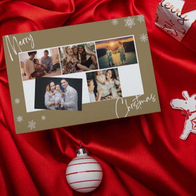 Modern Photo Collage Merry Christmas Holiday Card (Creator Uploaded)