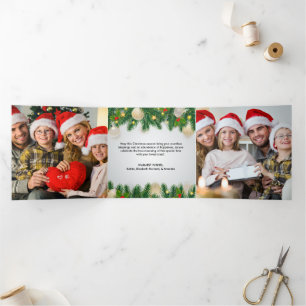 Modern Photo Collage Merry Christmas Tri-Fold Holiday Card