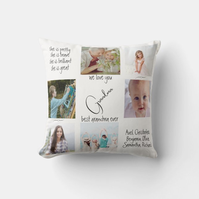 Modern Photo Collage Modern We Love You Grandma Cushion (Front)