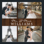 Modern Photo Collage Monogram Newlyweds Dark Wood Acrylic Print<br><div class="desc">Celebrate your recent marriage with these 4 photos,  monogrammed.</div>