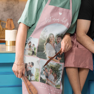 Modern photo collage Mothers Day pink Apron