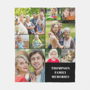 Modern Photo Collage Name Fleece Blanket