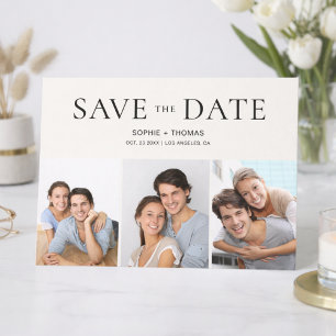 Modern Photo Collage Neutral Beige Save the Date