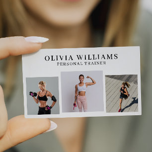 Modern Photo Collage Personal Trainer Fitness   Business Card
