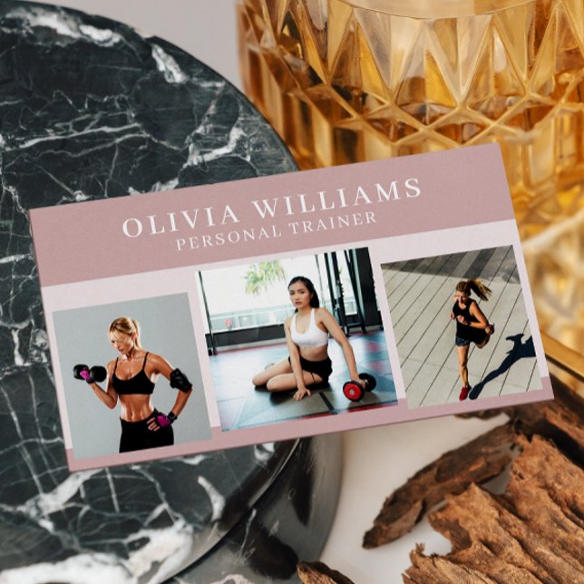 Modern Photo Collage Personal Trainer Fitness   Business Card (Creator Uploaded)