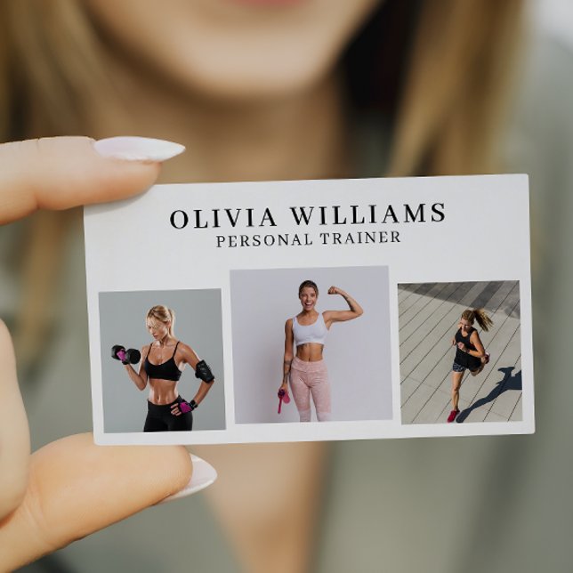 Modern Photo Collage Personal Trainer Fitness   Business Card (Creator Uploaded)