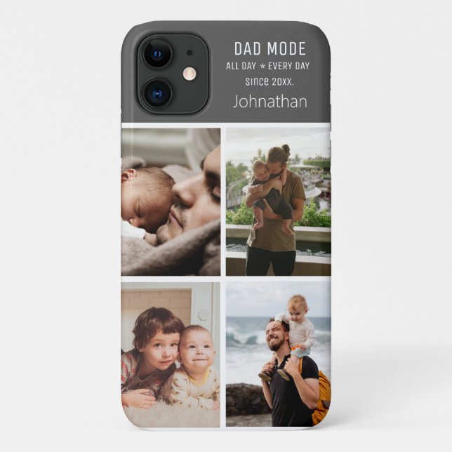 Modern Photo Collage Personalise Dad Mode Case-Mate iPhone Case (Back)