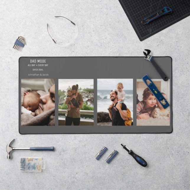 Modern Photo Collage Personalised Dad Mode Desk Mat (Workstation)
