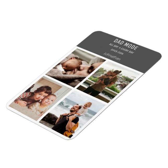 Modern Photo Collage Personalised Dad Mode Magnet (Left Side)