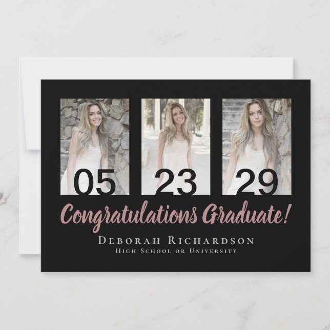 Modern Photo Collage Personalised Graduation Card (Front)