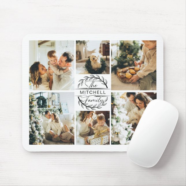 Modern Photo Collage Personalised Monogram Gift Mo Mouse Mat (With Mouse)