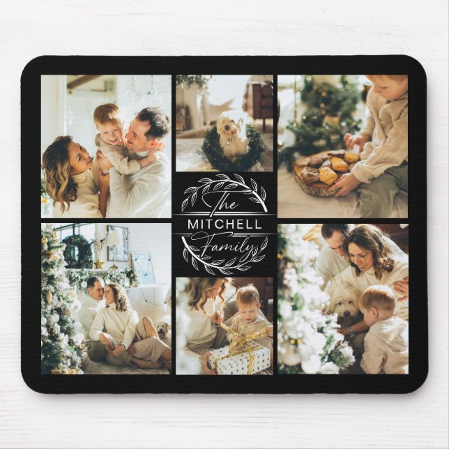 Modern Photo Collage Personalised Monogram Gift Mouse Mat (Front)