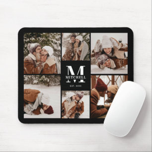Modern Photo Collage Personalised Monogram Gift Mouse Mat