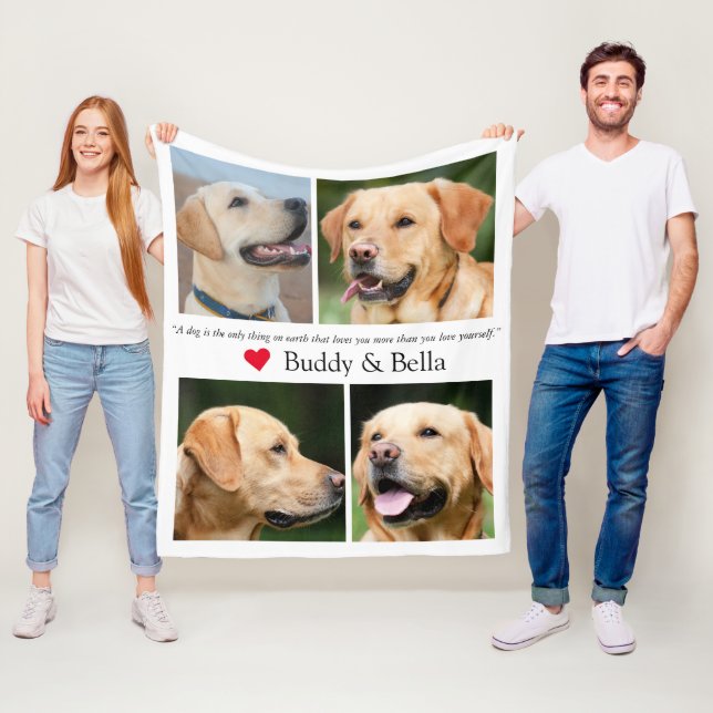 Modern Photo Collage Pet Fleece Blanket (In Situ)