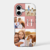 Modern photo collage pink initial monogram