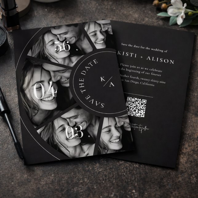 Modern Photo Collage QR Code Wedding Save the Date (Creator Uploaded)
