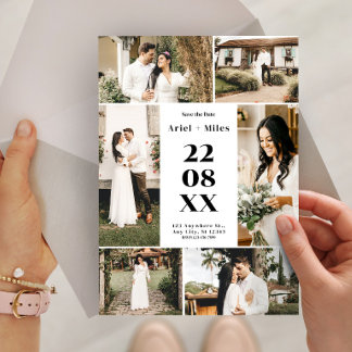 Modern Photo Collage Save the Date Wedding Invitation