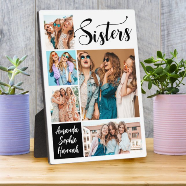 Modern Photo Collage Sisters Plaque (Creator Uploaded)