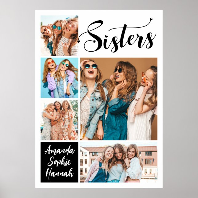 Modern Photo Collage Sisters Poster (Front)
