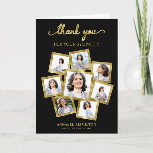 Modern Photo Collage Sympathy Thank You  Invitatio Card (Front)