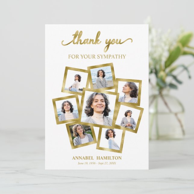 Modern Photo Collage Sympathy Thank You Invitation (Standing Front)