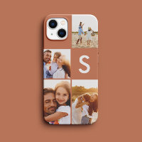 Modern photo collage terracotta initial monogram