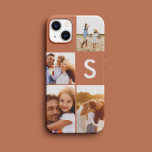 Modern photo collage terracotta initial monogram Case-Mate iPhone case<br><div class="desc">Modern photo collage terracotta initial monogram design. A modern design multi photo design. Change the colour to customise. Part of a collection.</div>