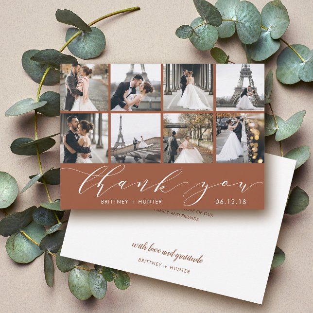 Modern Photo Collage Terracotta Thank You Card (Creator Uploaded)