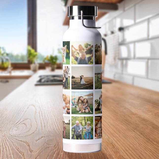 Modern Photo Collage Water Bottle (Creator Uploaded)