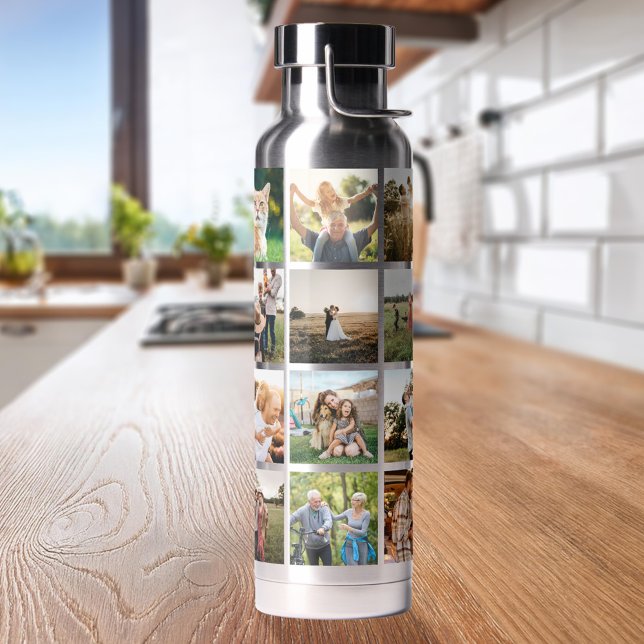 Modern Photo Collage Water Bottle (Creator Uploaded)