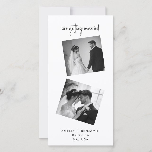 Modern Photo Collage Wedding Bookmark  Save The Date (Front)