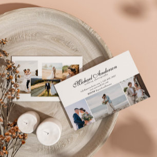 Modern Photo Collage Wedding Photographer Business Card
