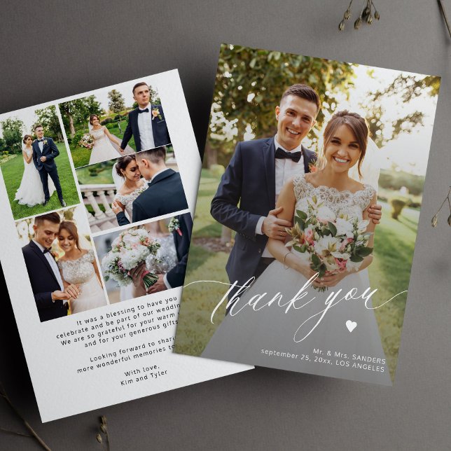 Modern photo collage wedding printable thank you invitation (Creator Uploaded)
