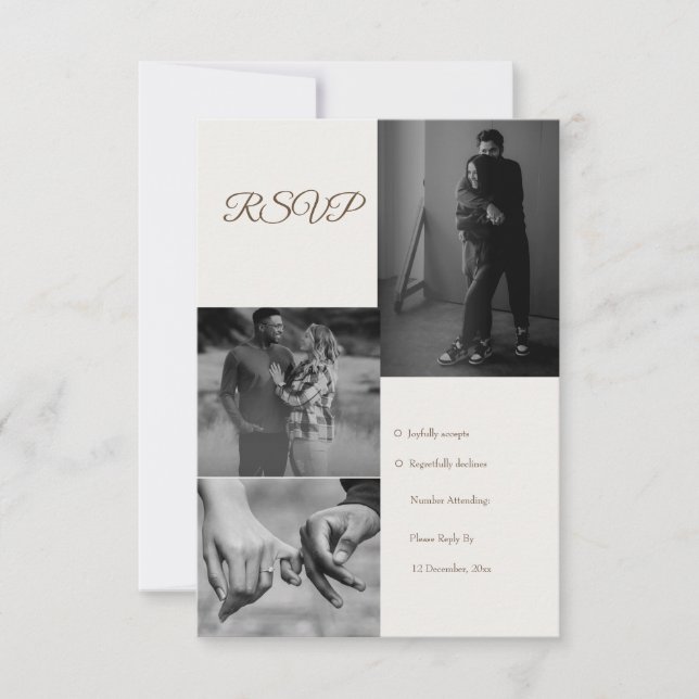  Modern Photo Collage Wedding RSVP Card (Front)
