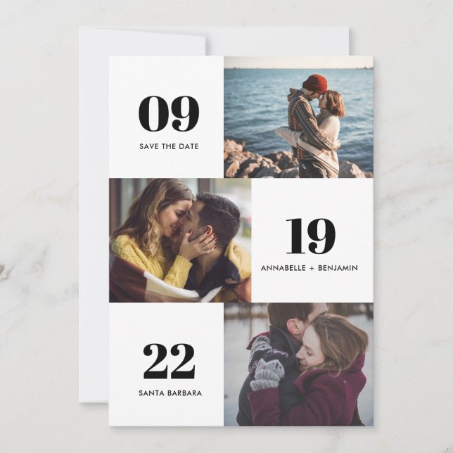 Modern Photo Collage Wedding Save The Date (Front)
