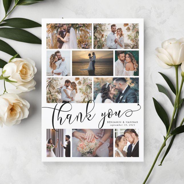 Modern Photo Collage Wedding  Thank You Card (Creator Uploaded)