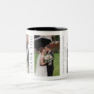 Modern Photo Collage Wedding Thank You Two-Tone Coffee Mug